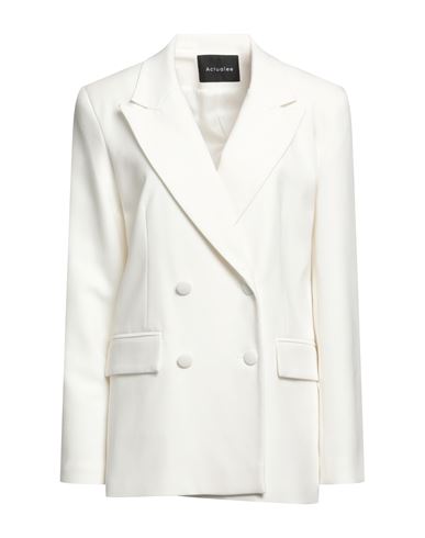 Actualee Woman Blazer White Size 8 Polyester, Rayon, Elastane