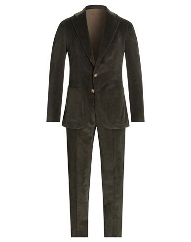 Caruso Man Suit Military Green Size 46 Cotton, Elastane