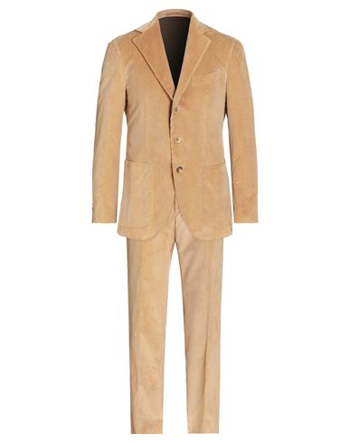 Caruso Man Suit Sand Size 46 Cotton, Elastane In Beige