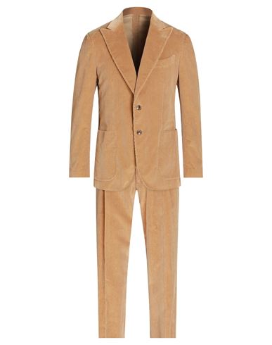 Caruso Man Suit Sand Size 42 Cotton, Elastane In Beige