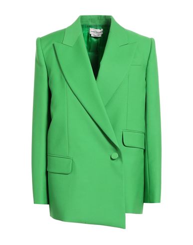 Alexander Mcqueen Woman Blazer Green Size 8 Wool, Mohair Wool