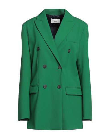 Solotre Woman Suit Jacket Green Size 10 Polyester, Wool, Elastane