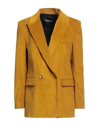 Dondup Woman Suit Jacket Mustard Size 8 Cotton, Elastane In Yellow