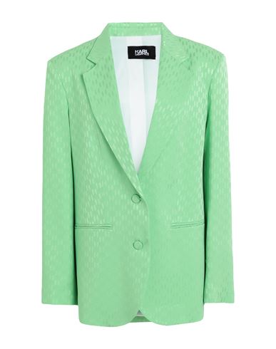 Karl Lagerfeld Hun's Pick Monogram Blazer Woman Blazer Green Size 6 Acetate, Viscose