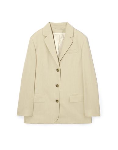 Cos Woman Suit Jacket Beige Size 14 Linen, Cotton