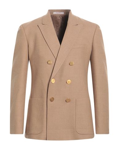 Valentino Garavani Man Suit Jacket Camel Size 40 Wool, Elastane In Beige