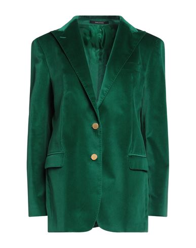 Tagliatore 02-05 Woman Suit Jacket Emerald Green Size 10 Cotton, Elastane