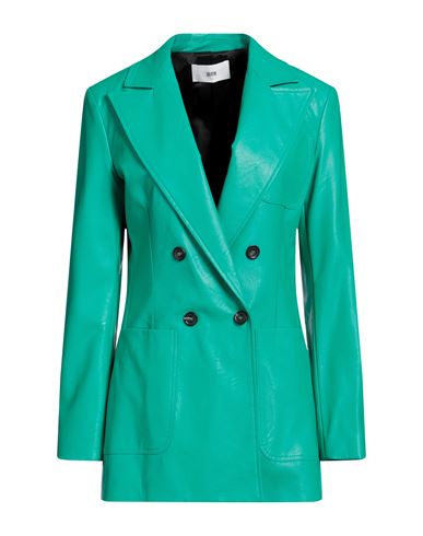 Solotre Woman Blazer Green Size 4 Polyurethane, Viscose