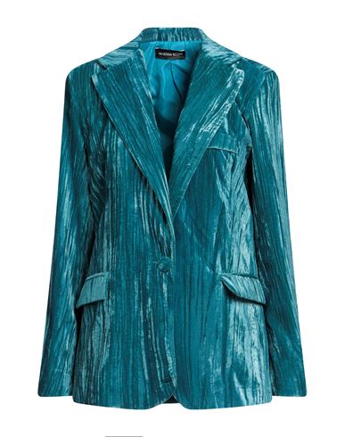 Vanessa Scott Woman Blazer Turquoise Size S Polyester, Elastic Fibres In Blue