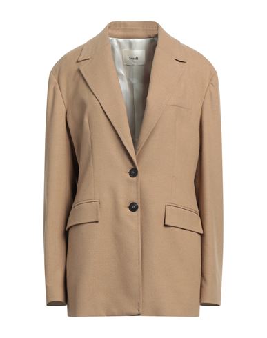 Suoli Woman Suit Jacket Camel Size 10 Polyester, Viscose, Elastane In Beige