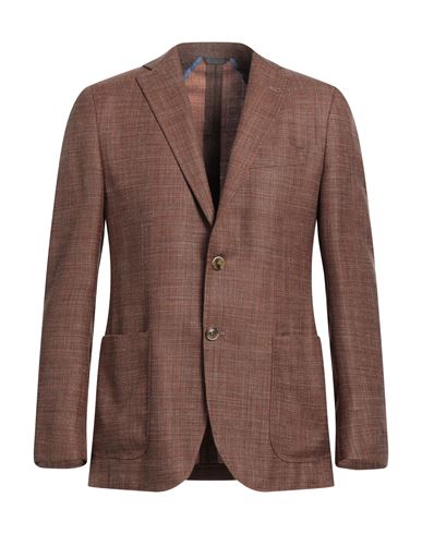 Urbis Man Blazer Brown Size 40 Wool, Silk, Linen