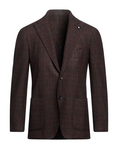 Lardini Man Blazer Dark Brown Size 44 Wool, Silk, Cotton, Linen