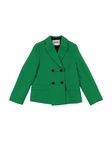 Shop Msgm Toddler Girl Blazer Green Size 6 Polyester, Elastane