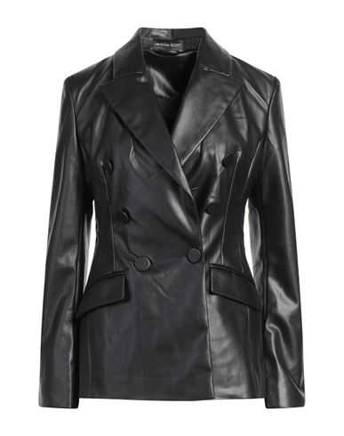 Vanessa Scott Woman Blazer Black Size S Polyurethane, Viscose, Polyester