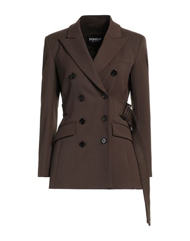 Dondup Woman Blazer Dark Brown Size 8 Polyester, Virgin Wool, Elastane