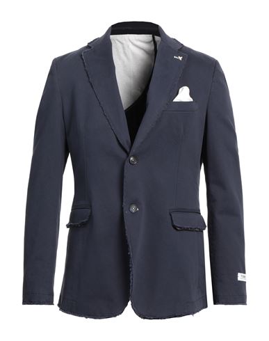 Berna Man Blazer Navy Blue Size 42 Cotton, Elastane