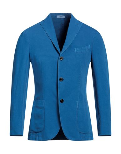 Boglioli Man Blazer Azure Size 34 Cotton, Linen In Blue