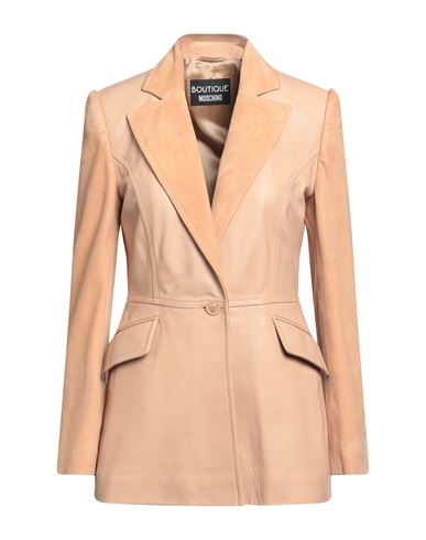 Boutique Moschino Woman Blazer Sand Size 6 Sheepskin, Goat Skin In Neutral