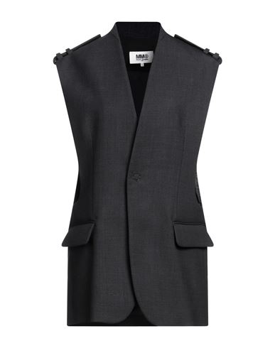 Mm6 Maison Margiela Woman Suit Jacket Black Size 4 Polyester, Virgin Wool, Elastane