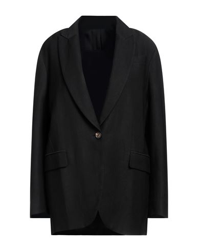 Brunello Cucinelli Woman Blazer Black Size 4 Viloft, Linen, Brass, Ecobrass