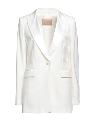 Twinset Woman Suit Jacket Cream Size 4 Polyester, Wool, Elastane, Acetate, Viscose In White