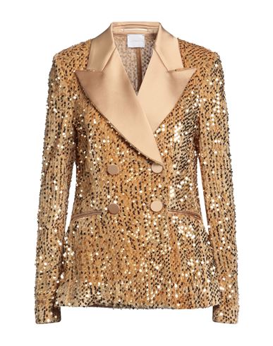 Merci .., Woman Blazer Gold Size 6 Polyester, Elastane In Beige