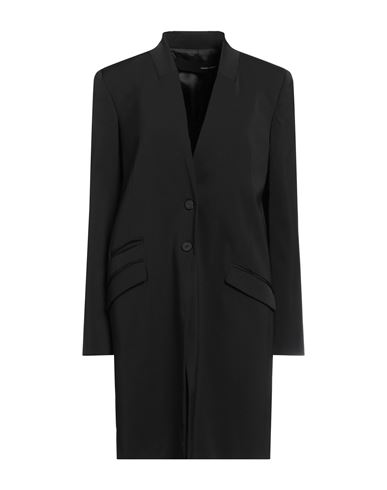 Isabel Benenato Woman Overcoat & Trench Coat Black Size 10 Viscose, Wool, Elastane