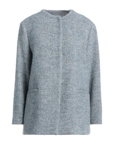Niū Woman Coat Light Blue Size L Virgin Wool, Polyester, Acrylic, Alpaca Wool, Polyamide
