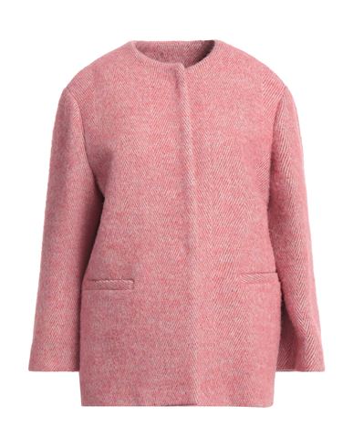 Niū Woman Coat Coral Size L Virgin Wool, Polyester, Acrylic, Alpaca Wool, Polyamide In Red