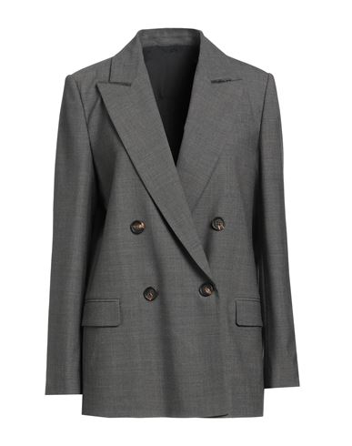 Brunello Cucinelli Woman Blazer Grey Size 12 Virgin Wool, Polyamide, Elastane, Brass