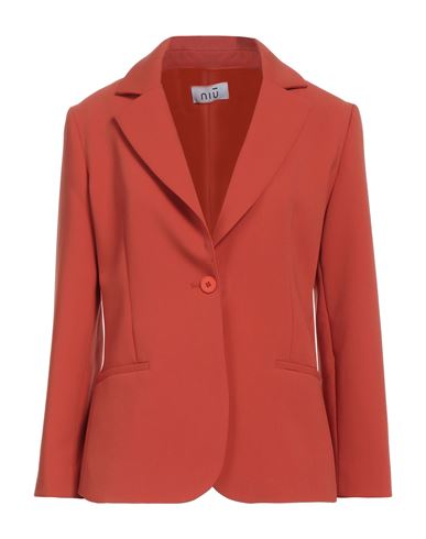 Niū Woman Blazer Orange Size L Polyester, Viscose, Elastane
