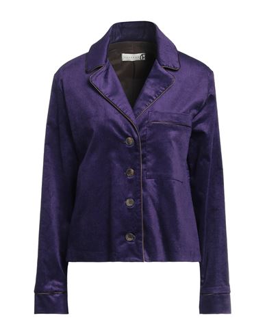 Haveone Woman Blazer Purple Size M Cotton, Viscose, Elastane