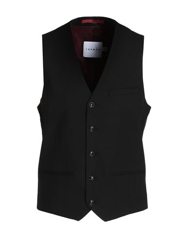 Topman Man Tailored Vest Black Size 44 Polyester, Viscose, Elastane