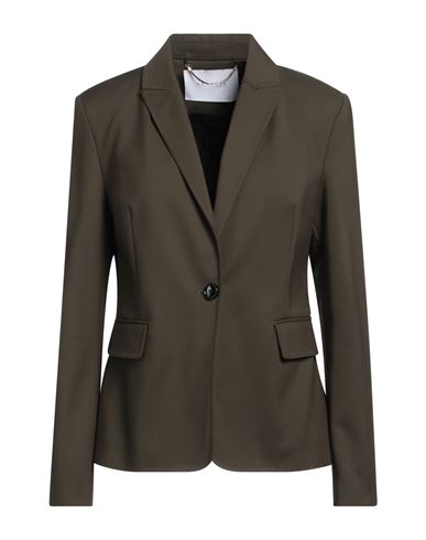 Nenette Woman Suit Jacket Military Green Size 6 Cotton, Polyamide, Elastane
