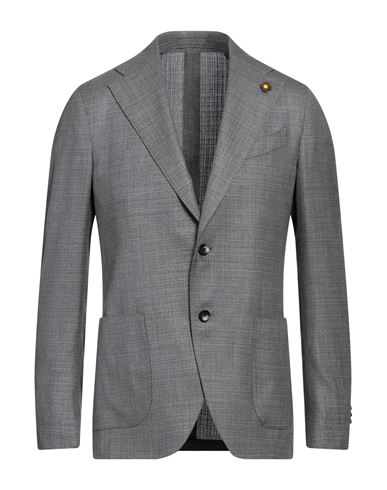 Shop Lardini Man Blazer Lead Size 46 Wool, Linen, Silk In Grey