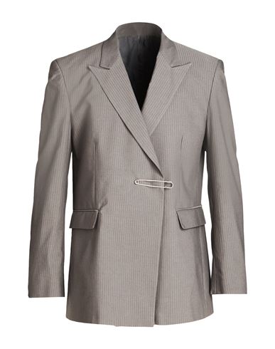 8 By Yoox Oversized Double-breasted Blazer Woman Suit Jacket Grey Size 12 Cotton