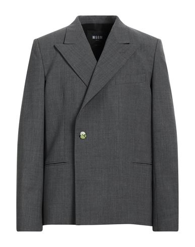 Msgm Man Blazer Grey Size 44 Virgin Wool, Elastane