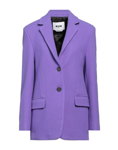Msgm Woman Blazer Purple Size 0 Virgin Wool, Polyamide