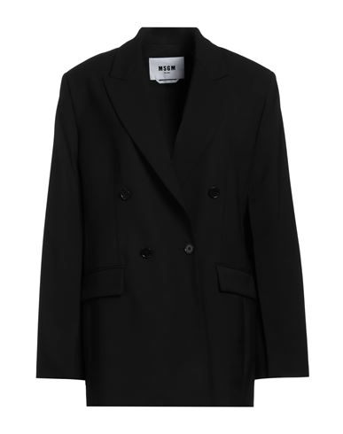 Msgm Woman Blazer Black Size 8 Virgin Wool, Elastane