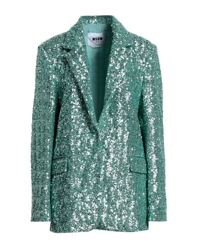 Msgm Woman Suit Jacket Turquoise Size 4 Polyester In Blue