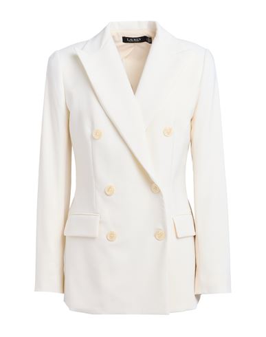 Ralph Lauren Lauren  Double-breasted Wool Crepe Blazer Woman Blazer Ivory Size 0 Wool, Elastane In White