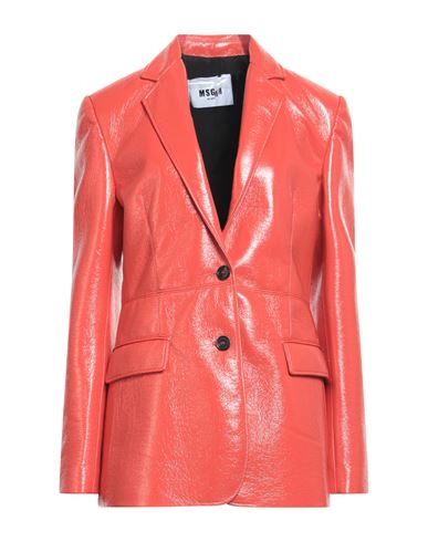 Msgm Woman Suit Jacket Tomato Red Size 6 Polyester
