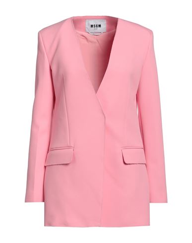 Msgm Woman Blazer Pink Size 10 Polyester, Viscose, Elastane