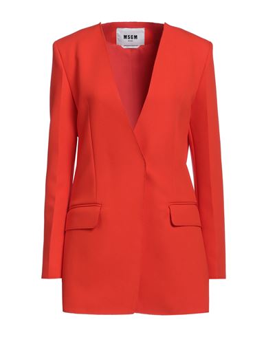 Msgm Woman Blazer Orange Size 8 Polyester, Viscose, Elastane