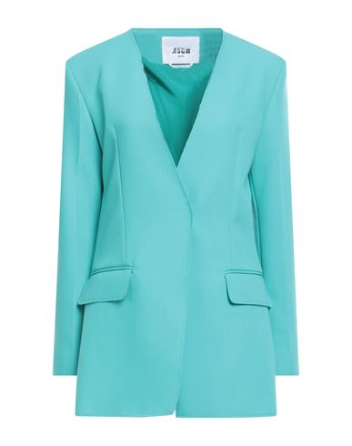 Msgm Woman Blazer Turquoise Size 8 Polyester, Viscose, Elastane In Blue