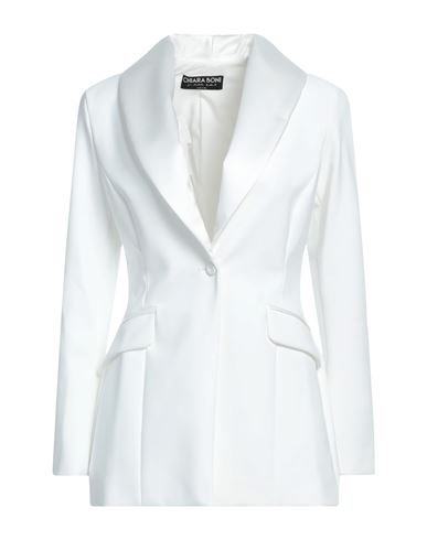 CHIARA BONI LA PETITE ROBE CHIARA BONI LA PETITE ROBE WOMAN BLAZER WHITE SIZE 4 POLYAMIDE, ELASTANE 
