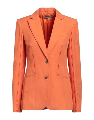 Alberta Ferretti Woman Blazer Orange Size 10 Linen, Silk