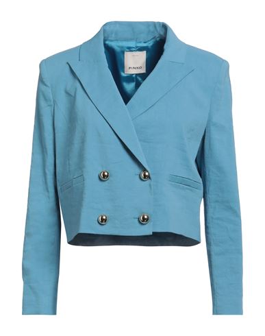 Pinko Woman Blazer Azure Size 8 Linen, Viscose, Elastane In Blue