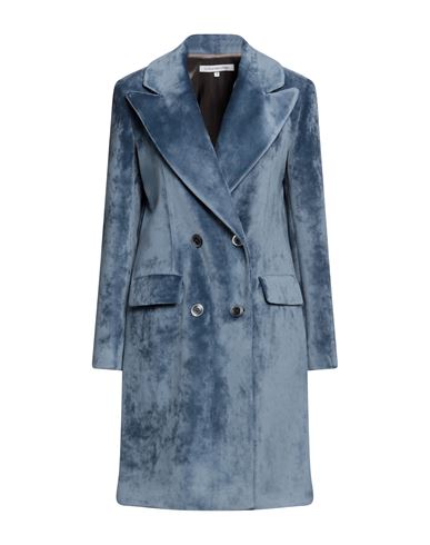 La Fille Des Fleurs Woman Coat Slate Blue Size 8 Cotton, Polyester, Elastane