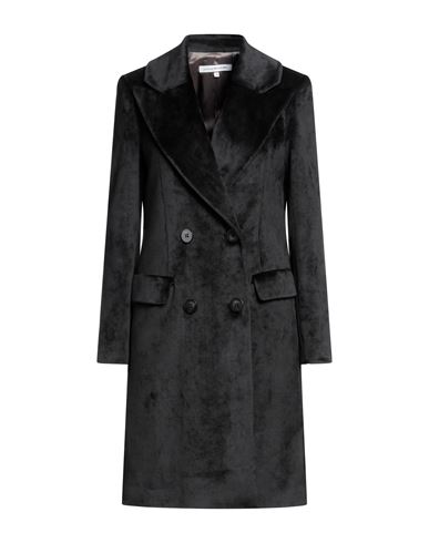 La Fille Des Fleurs Woman Coat Black Size 4 Cotton, Polyester, Elastane